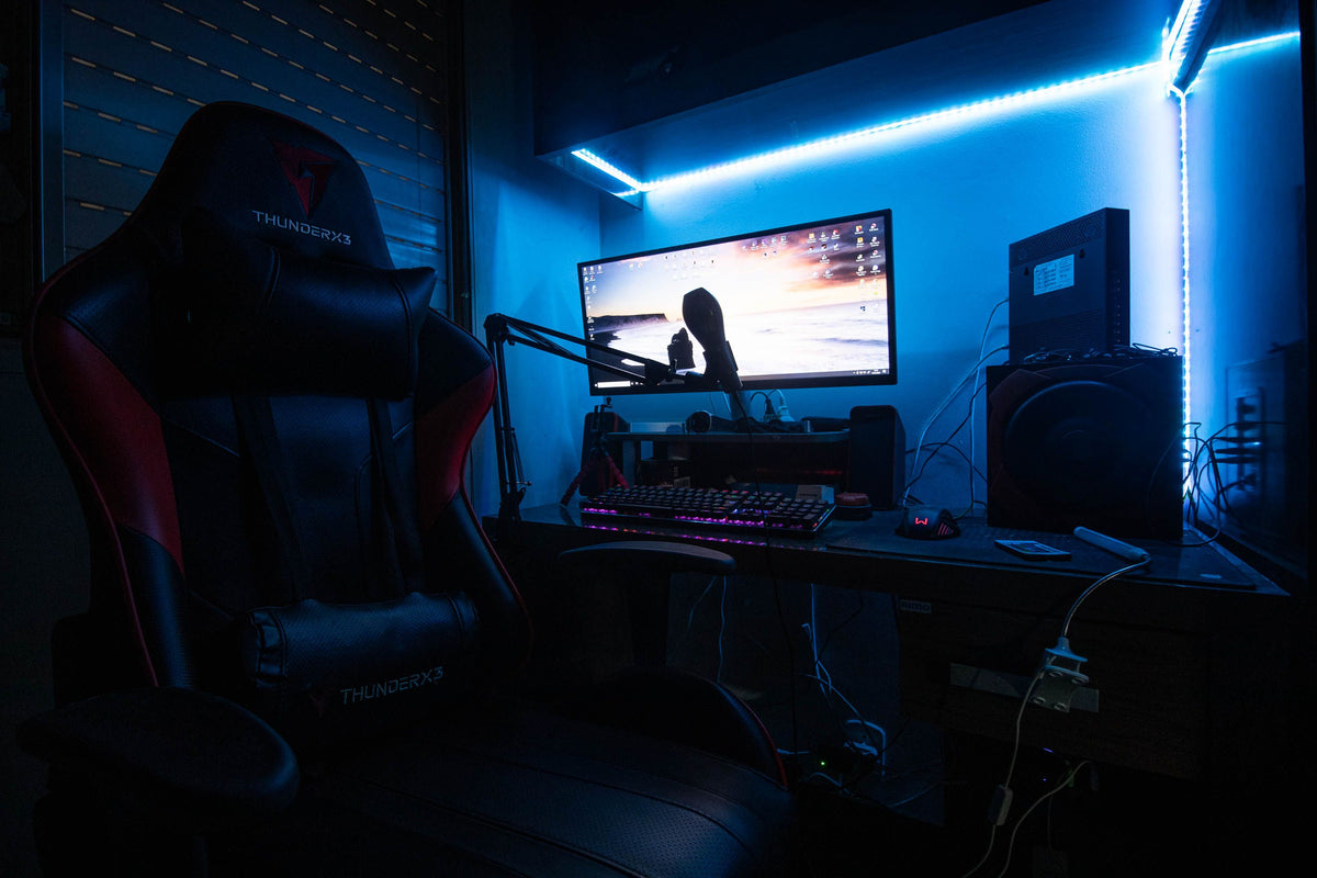 RGBIC LED strip lights creating colorful ambient glow in a modern room